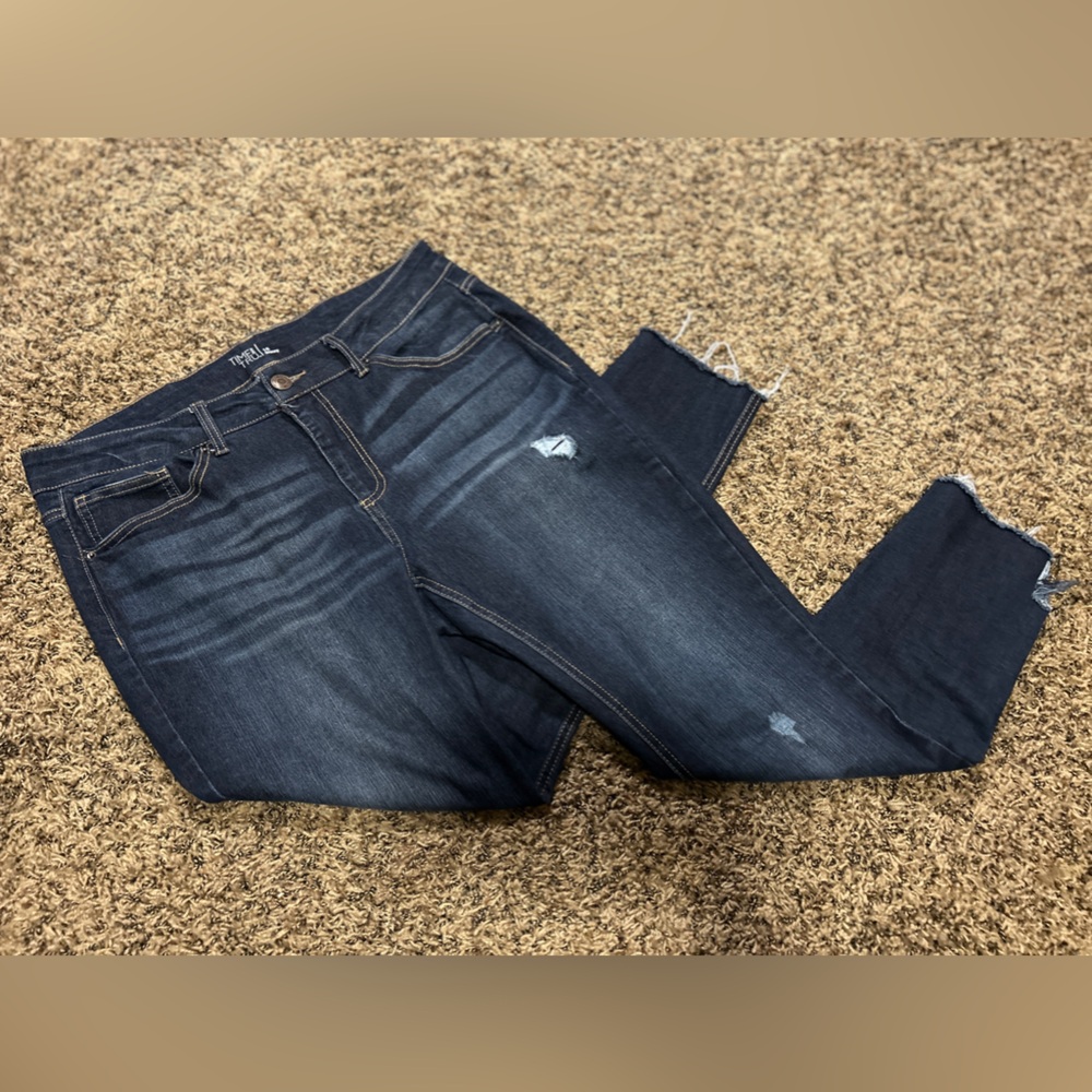 Time & Tru Skinny / Ankle Jeans (Size 16) Dark Wash